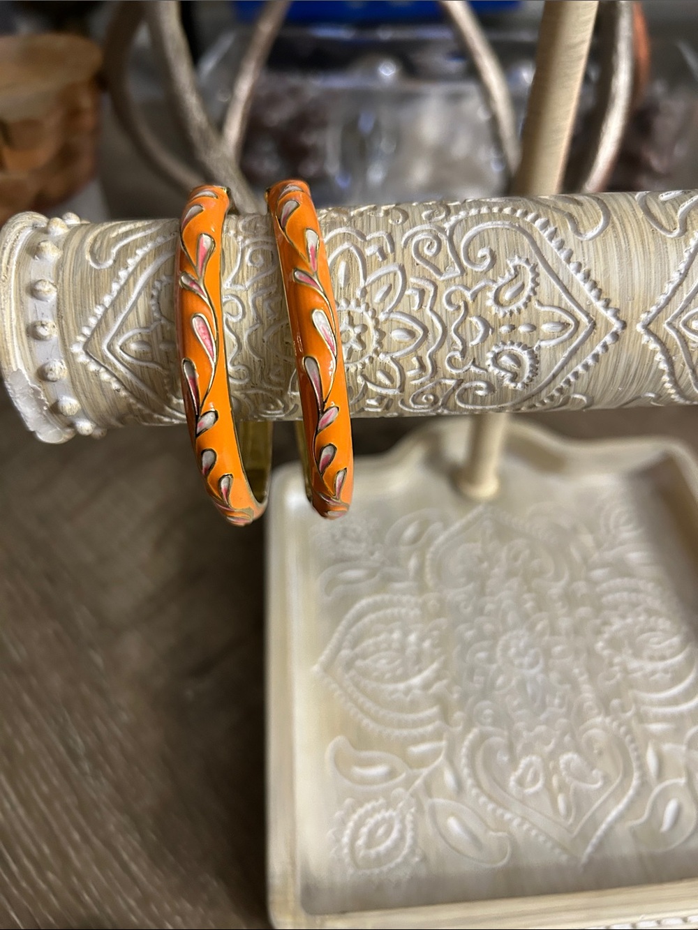 Set of 2 Orange Enamel bangles Women Accessories
